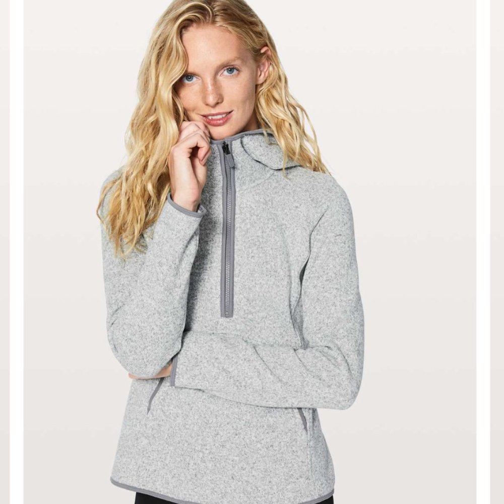 LULULEMON Grey Knit Half Zip Fleece & Thank You Pullover Sweatshirt 4